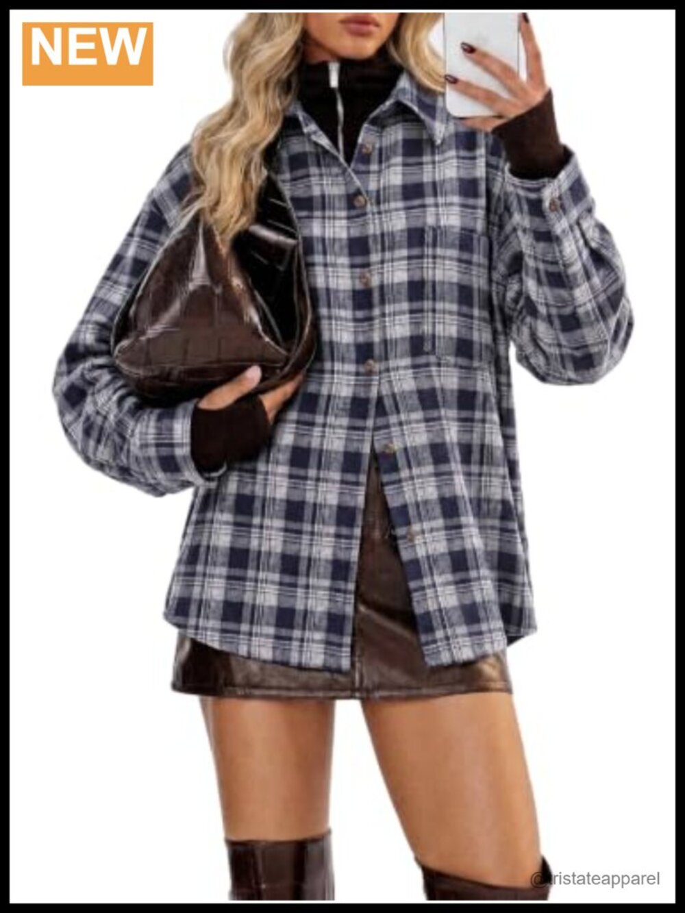 Women's Plaid Button Down Shirt Long Sleeve Collared Blouse